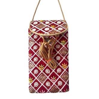 Generic Handcrafted Embroidered Sling Bag for Women, Designer Potli Style Crossbody Purse with Sequins & Thread Work, Lightweight Mobile & Essentials Pouch fo