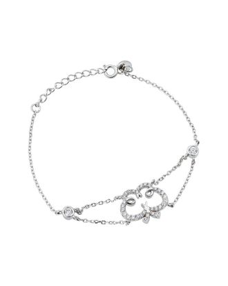 Savvy Cie Jewels Silver Cz Chain Bracelet