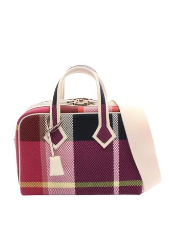 Herm&egrave;s 2024 Mini Toile Quadrille and Swift Victoria Fourre Tout III handbag - women - Canvas - One Size - Pink