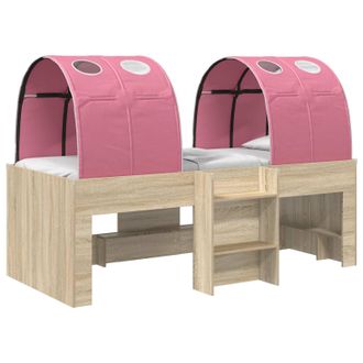 vidaXL Cama Con T&uacute;nel 3 Uds. Roble Sonoma Y Rosa Madera De Ingenier&iacute;a Vidaxl