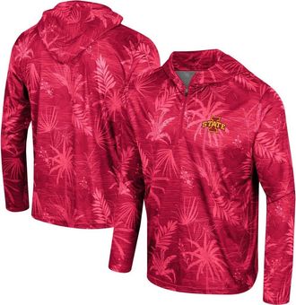 Colosseum Mens Colosseum Cardinal Iowa State Cyclones Palms Printed Lightweight Quarter-Zip Hooded Top at Nordstrom, Size Medium