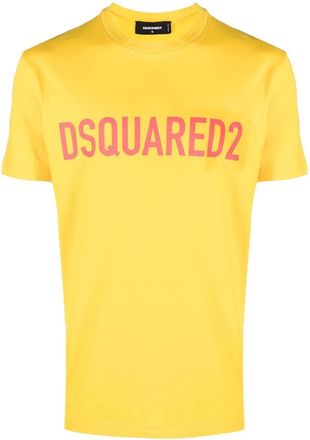 Dsquared2 logo-print crew-neck T-shirt - men - Cotton - S - Yellow