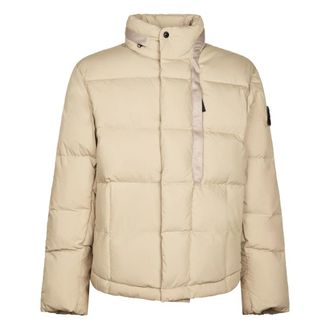 Stone Island Jassen, Heren, Beige, S, Katoen, Korte Donsjas