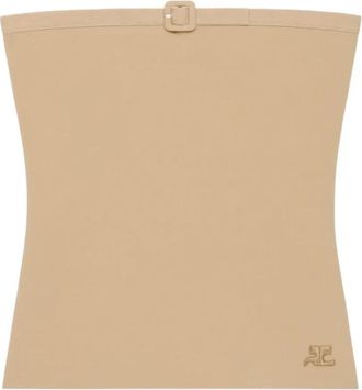 Courr&egrave;ges Buckle Knit Bustier Top - Dames - Tops zonder mouwen - Beige - M - Tops
