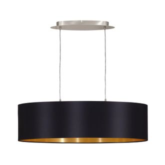 Loops Pendant Light Colour Satin Nickel Shade Black Gold Fabric Bulb E27 2x60W in Metallics