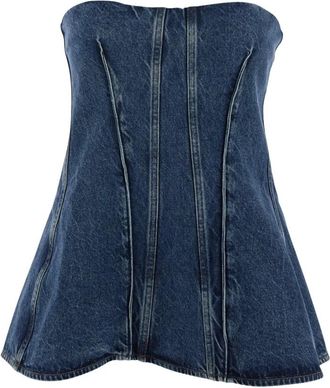 A Gold E Lara Corset - Dames - Tops zonder mouwen - Blauw - M - Denim - Tops
