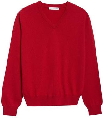 Johnstons of Elgin Lunan Cashmere V-Neck Sweater in Claret at Nordstrom, Size Xx-Large