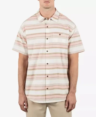 Hurley One & Only Lido Shirt Mens Bone Striped Short Sleeve Button-Up DSGL1339