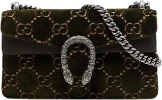 Gucci Pre-owned Velvet Chain Crossbody Bag - Dames - Pre-owned - Groen - Maat: ONE Size Velours