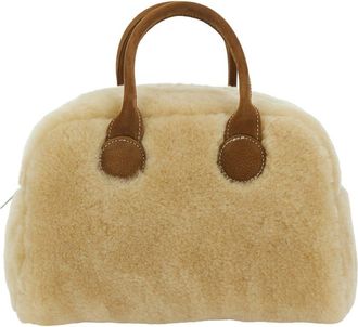 Marge Sherwood Beige Handbag With Top Zip Closure And Two Top Handles In Ecofur Woman