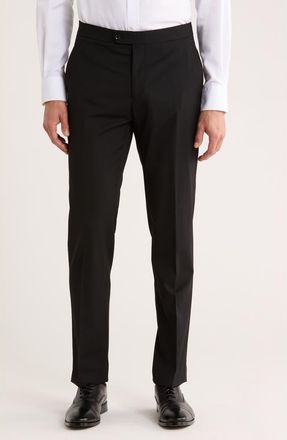 Tommy Hilfiger Flat Front Tuxedo Pants in Black Twill at Nordstrom Rack, Size 34 X 29