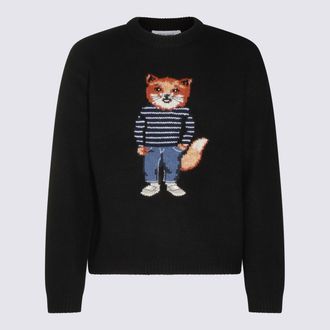 Maison Kitsuné Black Wool Knitwear