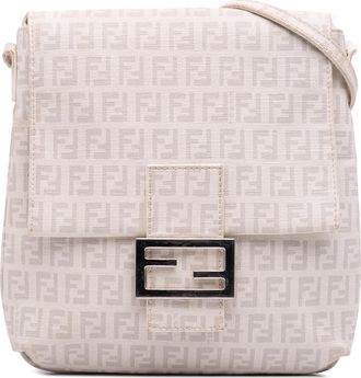 Fendi Pre-owned Womens Baguette Ff Logo Crossbody Bag - Ivory Textile - One Size