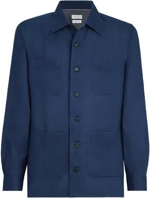 Brunello Cucinelli Linen guayabera in Navy Blue at Nordstrom, Size Xxx-Large Eu