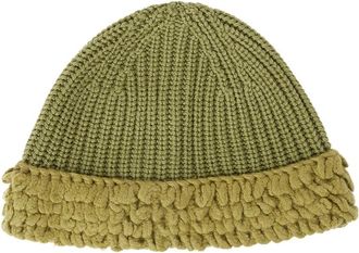 Moncler Handgestikte wollen beanie muts - unisex - Hoeden - Groen - ONE Size - Wol - Accessoires