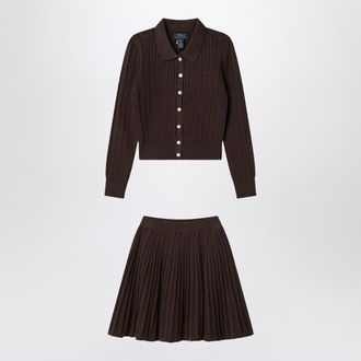 Polo Ralph Lauren Set with polo cardigan and brown cotton skirt