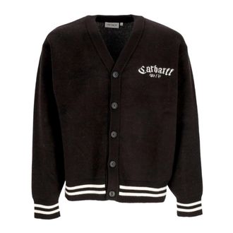Carhartt Work in Progress Zwarte Onyx V-Hals Cardigan Sweater - Heren - Vesten - Zwart - L - Wol - Truien & Vesten