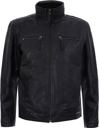 Infinity Leather Mens Classic Leather Biker Jacket-Caracas