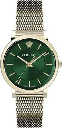 Versace Luxe Groene Wijzerplaat Gouden Horloge - Heren - Horloges - Geel - ONE Size - Accessoires