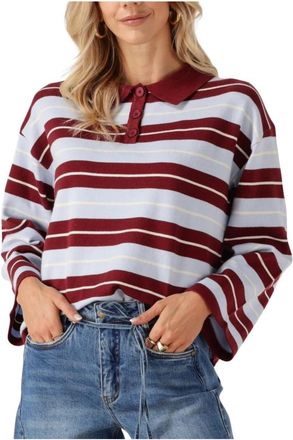 Ydence Blauwe Gebreide Top voor Stijlvolle Herfstlook - Dames - Polos - Veelkleurig - 2XL - Tops