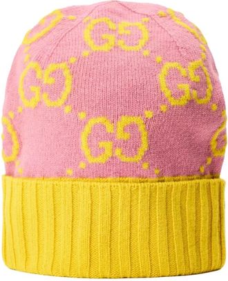 Gucci GG Monogram Wol Beanie - Dames - Hoeden - Veelkleurig - M - Wol - Accessoires
