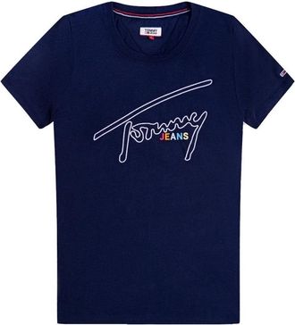 Tommy Hilfiger T-shirt met ronde hals - Dames - T-shirts - Blauw - XS - Katoen - Tops