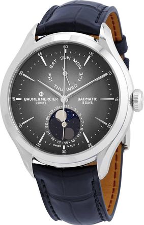 Baume & Mercier Clifton Automatic Moon Phase Date Grey Dial Mens Watch 10548