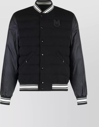 Moncler contrast trim ribbed bomber down jacket