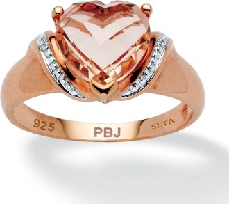 Palm Beach Jewelry 2.25 TCW Heart Cut Simulated Morganite Rose Gold-Plated Sterling Silver Ring