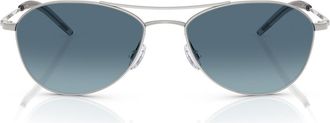 Oliver Peoples 57mm Pilot Sunglasses in Silver /Marine Gradient at Nordstrom