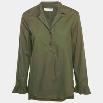Sandro Olive Green Cotton Long Sleeve Top