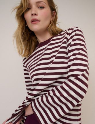 Nobody's Child Burgundy Striped Long Sleeve T-Shirt