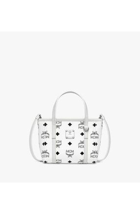 MCM Toni Top-Zip Shopper in Visetos in White at Nordstrom