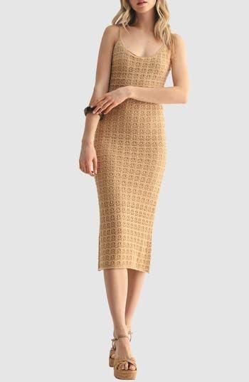 All in Favor Cotton Blend Midi Dress in Taupe at Nordstrom Rack