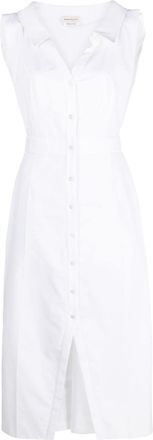 Alexander McQueen V-neck sleeveless dress - women - Cotton/Cotton - 40 - White