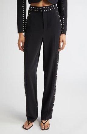 Cinq &agrave; Sept Olga Stud Detail Pants in Black at Nordstrom Rack, Size 10