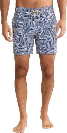 Fair Harbor The Bayberry Swim Trunks in Navy Wavy Sands at Nordstrom, Size Xx-Large