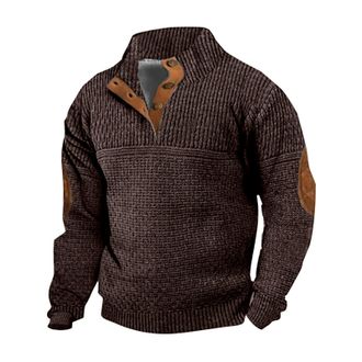 Generic Work Jumpers For Men Sweatshirt - Mens Thick Warm Winter Sweater | Knit Sweater Pullover Stand Collar, Casual Button Up Pullover Tops Long Sleeve Wint