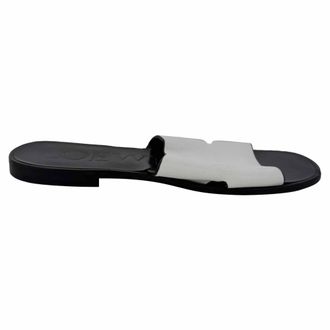 Loewe Loewe Logo Slippers Flat van Witte Leer