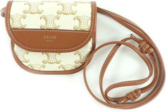 Celine Brown White Pvc Leather Coin Purse/Coin Case (Pre-Owned)