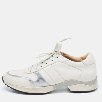 Tod's Tods Cream/silver Leather Low Top Sneakers