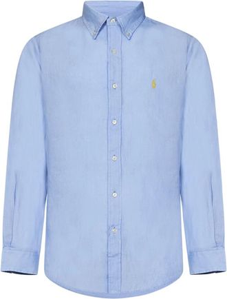 Ralph Lauren Clear Blue Linen Button-Down Shirt - Heren - Casual Overhemden - Blauw - 2XL - Linnen - Overhemden