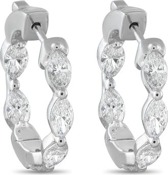 Luxury Bazaar 18K White Gold 2.40ct Diamond Hoop Earrings AER-20854