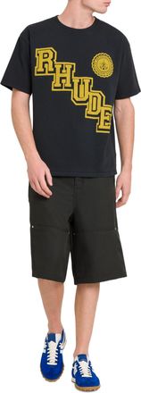 Rhude Mens Collegiate Crest T-Shirt in Black Cotton - Size X-Large