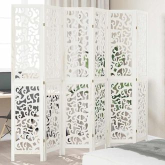 vidaXL Vidaxl - Biombo Separador De 6 Paneles Madera Maciza Paulownia Blanco