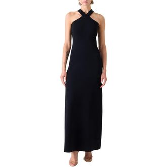 Akris Cross Strap Sweater Dress in Black at Nordstrom, Size 10