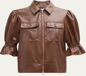 Cinq à Sept Holly Cropped Vegan Leather Jacket