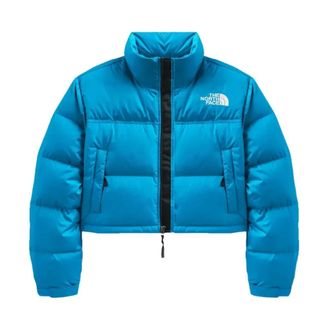 The North Face Jassen, Dames, Blauw, L, Leer, Nuptse Short Down Jacket