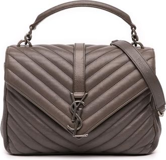 Saint Laurent Pre-owned Saint Laurent Medium Chevron Sheepskin Monogram College Satchel TCT392737 1215