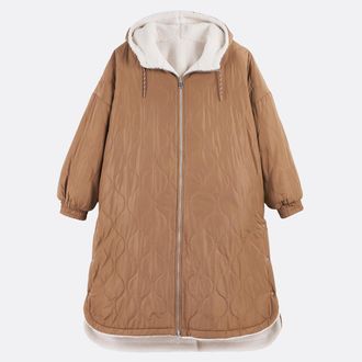 La Redoute Collections Lange omkeerbare sherpa donsjas met kap